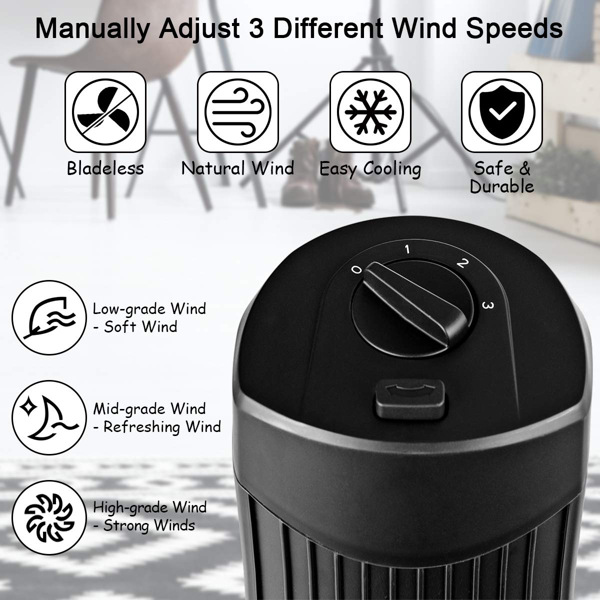 28-Inch Oscillating Tower Fan U2068