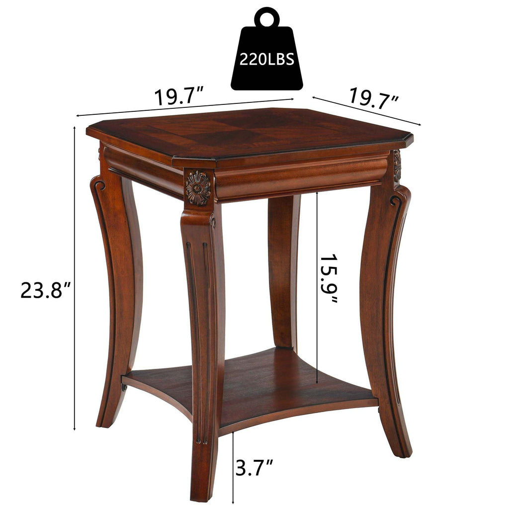 Cherry Brown Side Table with Storage Shelf W86149