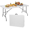 6 ft Heavy Duty Plastic Folding Table with Steel Legs, White I6942