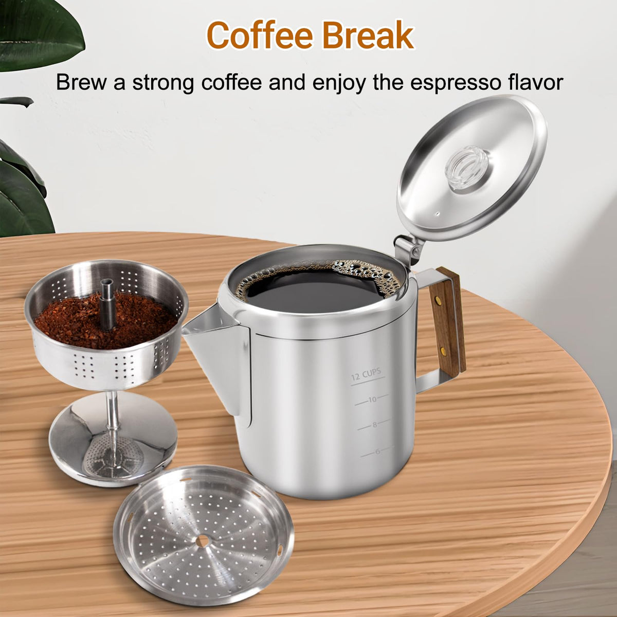 12 Cup Stainless Steel Percolator Coffee Pot B8445