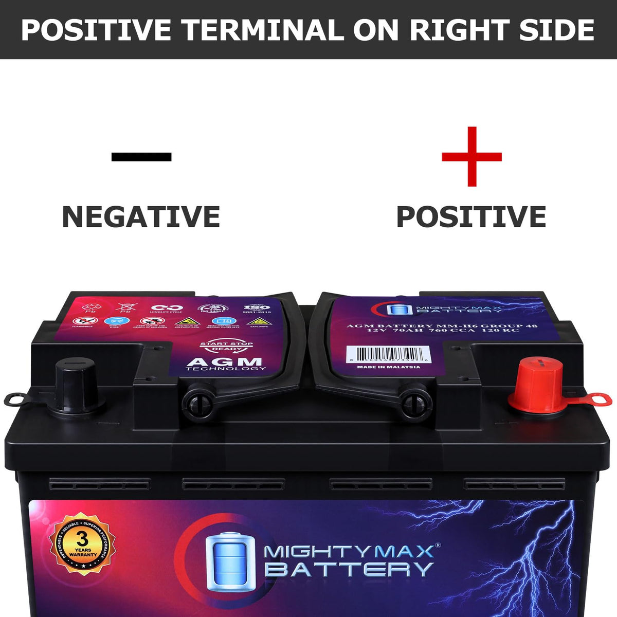 12V 70AH 760CCA Replacement Battery F488652