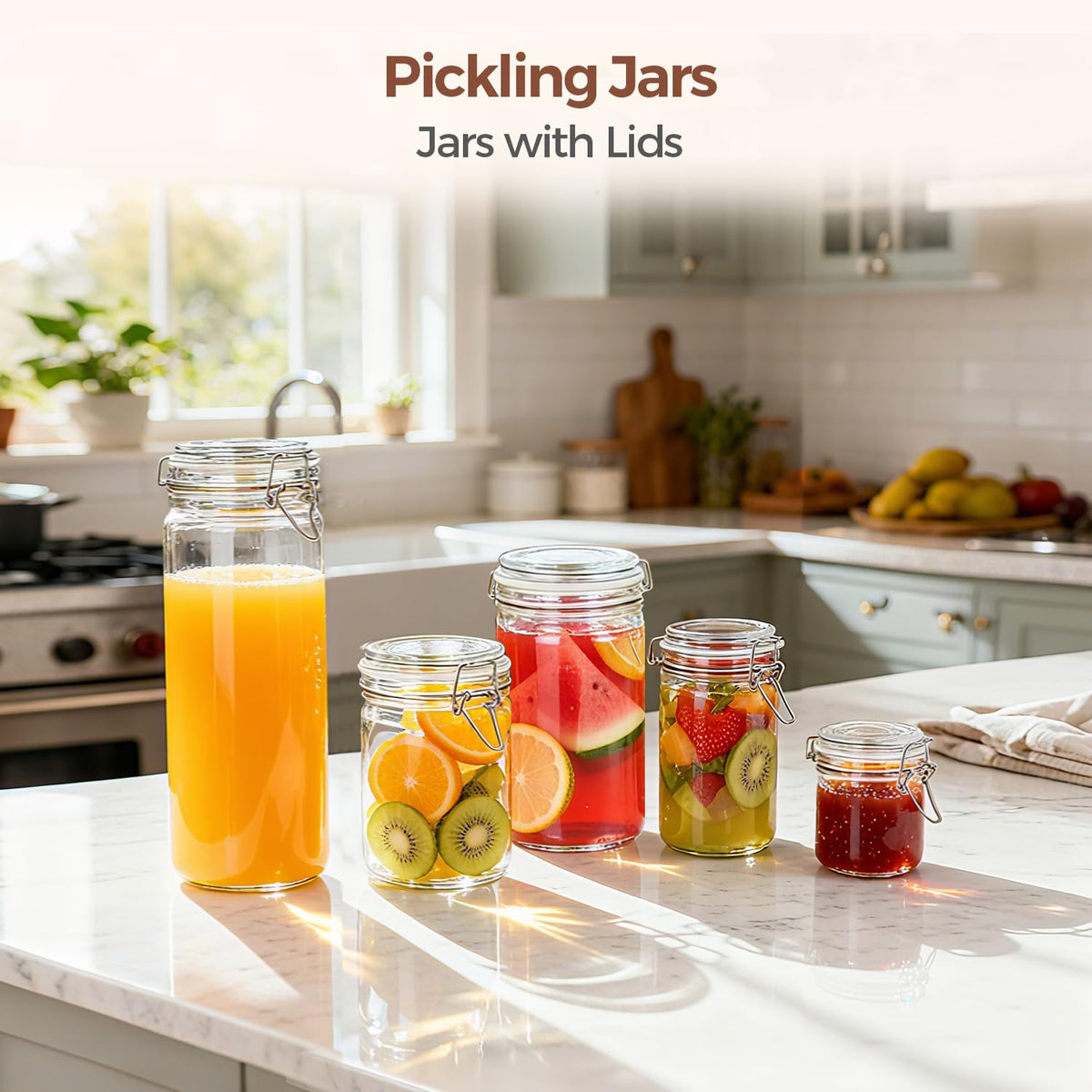 16 oz Glass Jars with Airtight Lids 6 Pack I334735