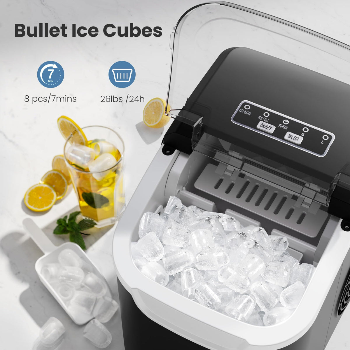 Black Countertop Ice Maker T8586