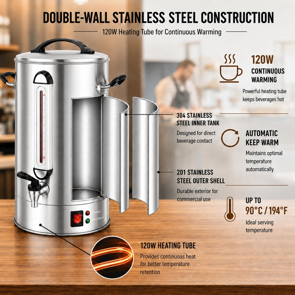 Commercial Coffee Urn 120 Cup 5 Gallon P7556