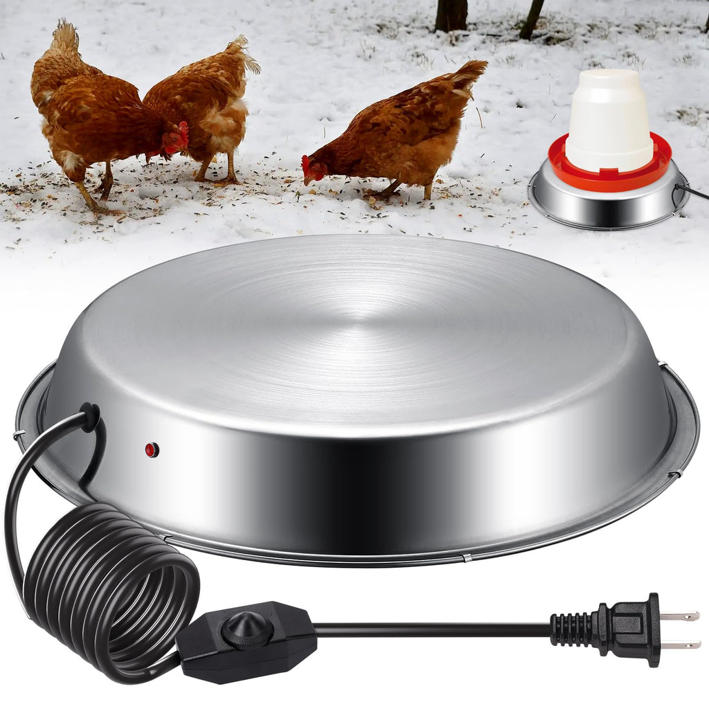12 Inch 5 Gallons Poultry Waterer Heated Base with Thermostat T4009
