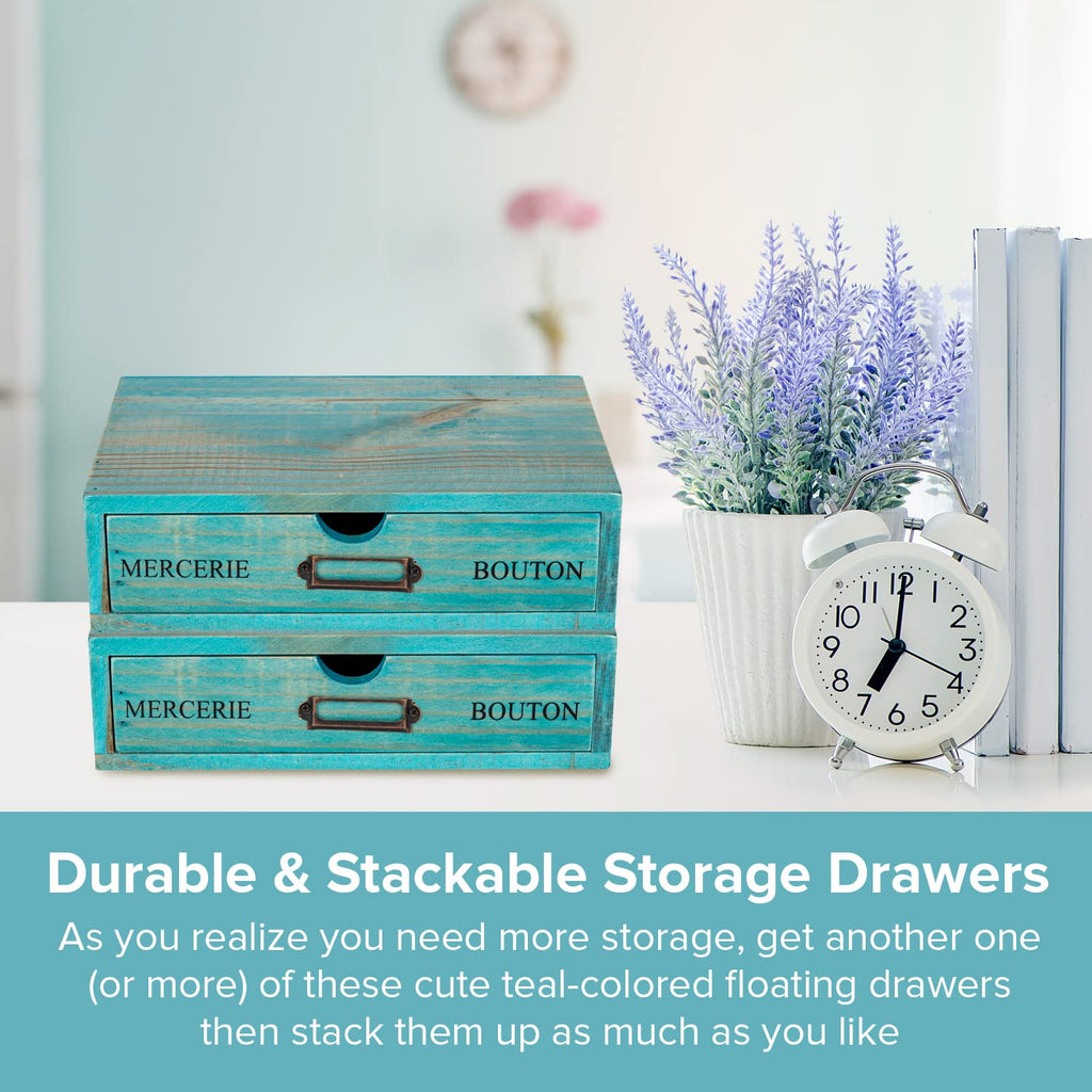 Turquoise Single Drawer Wooden Organizer N8829