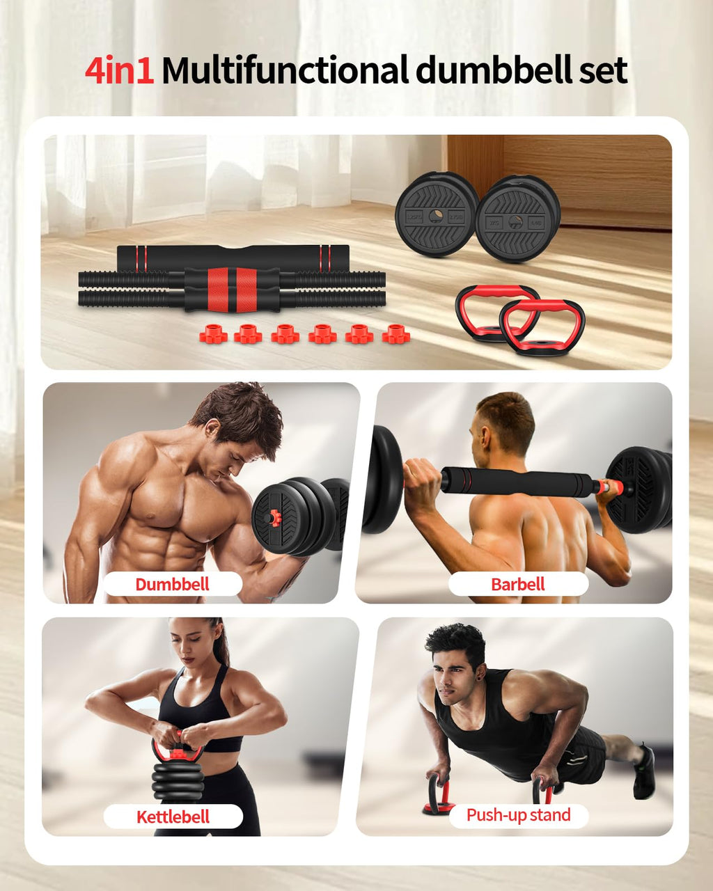 Adjustable Dumbbells Free Weight Set with Connector H286