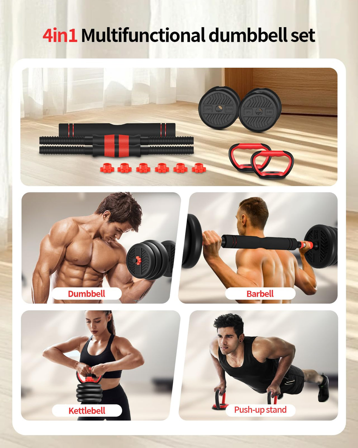 Adjustable Dumbbells Free Weight Set with Connector H286