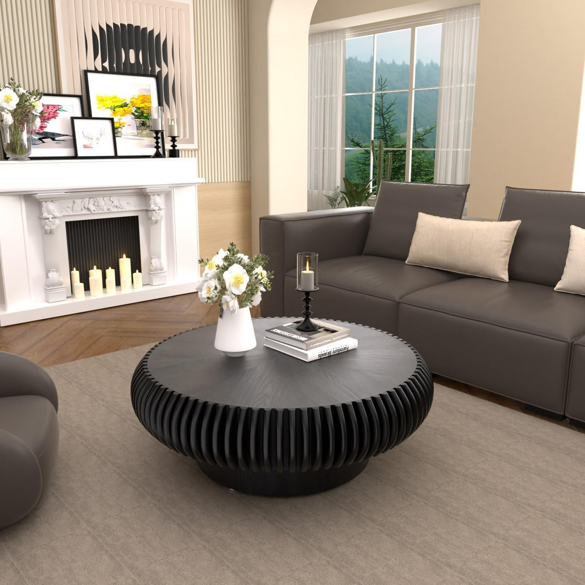 31.5" Black Drum Coffee Table G42456