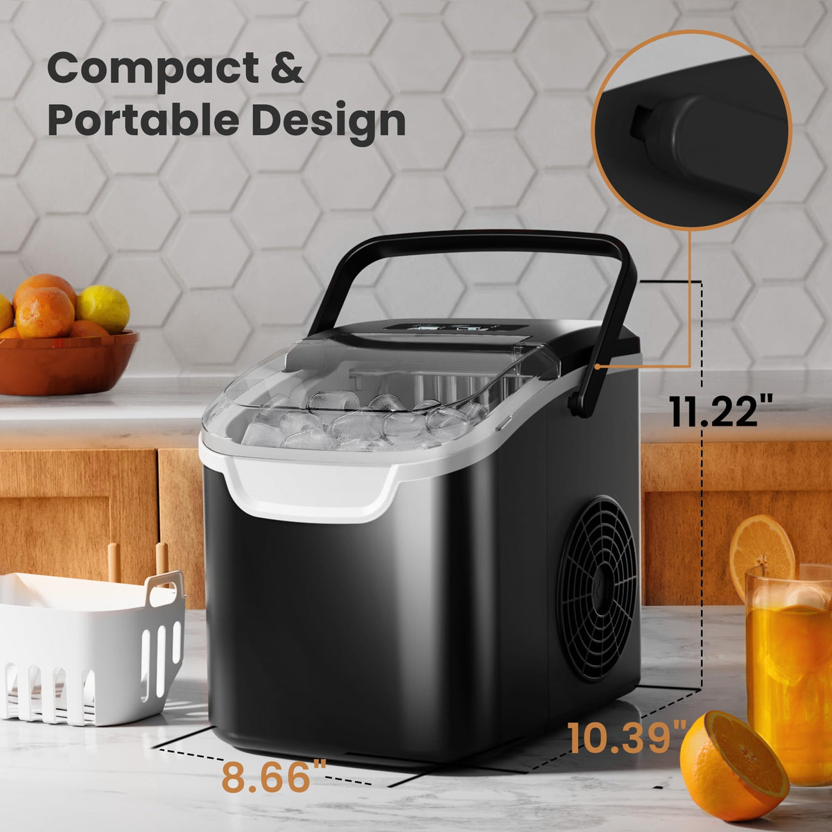 Black Countertop Ice Maker T8586