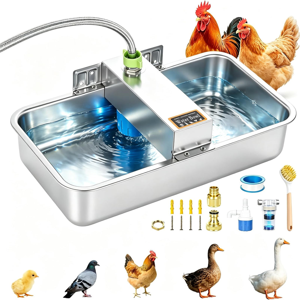 3 Gallon Stainless Steel Chicken Waterer E734863