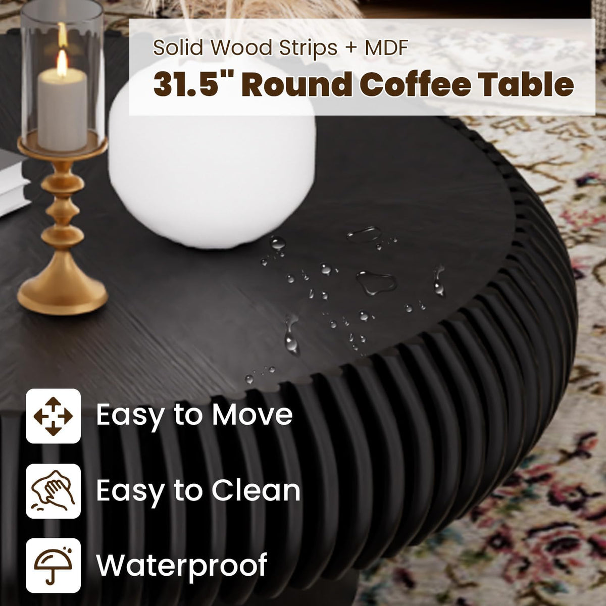 31.5" Black Drum Coffee Table G42456