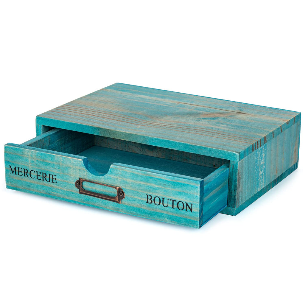 Turquoise Single Drawer Wooden Organizer N8829