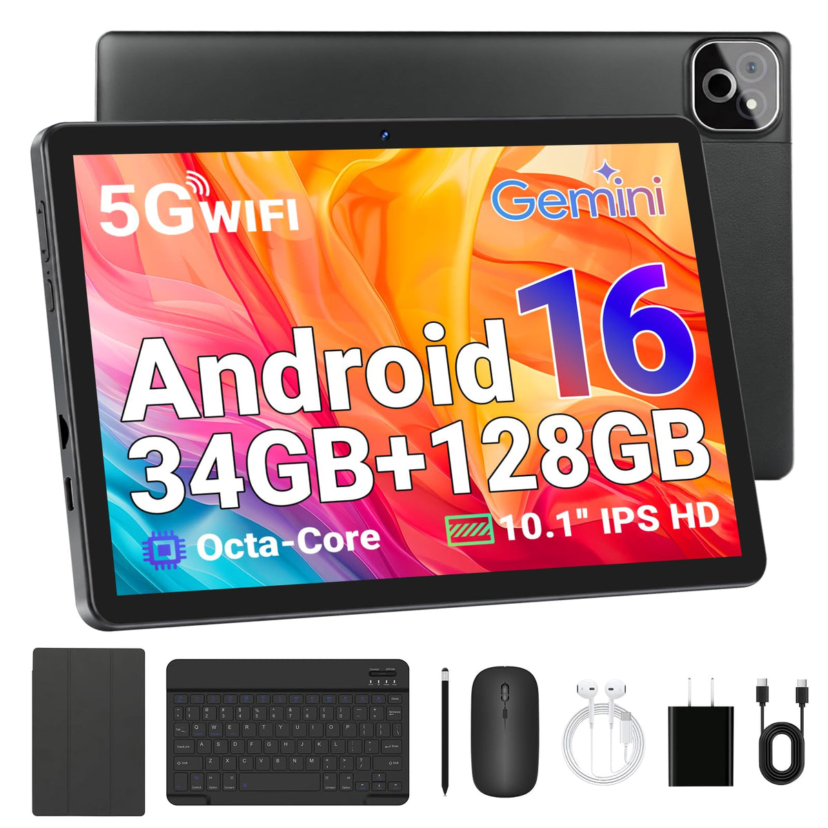 Android Tablet with Keyboard Mouse Stylus Case E67363