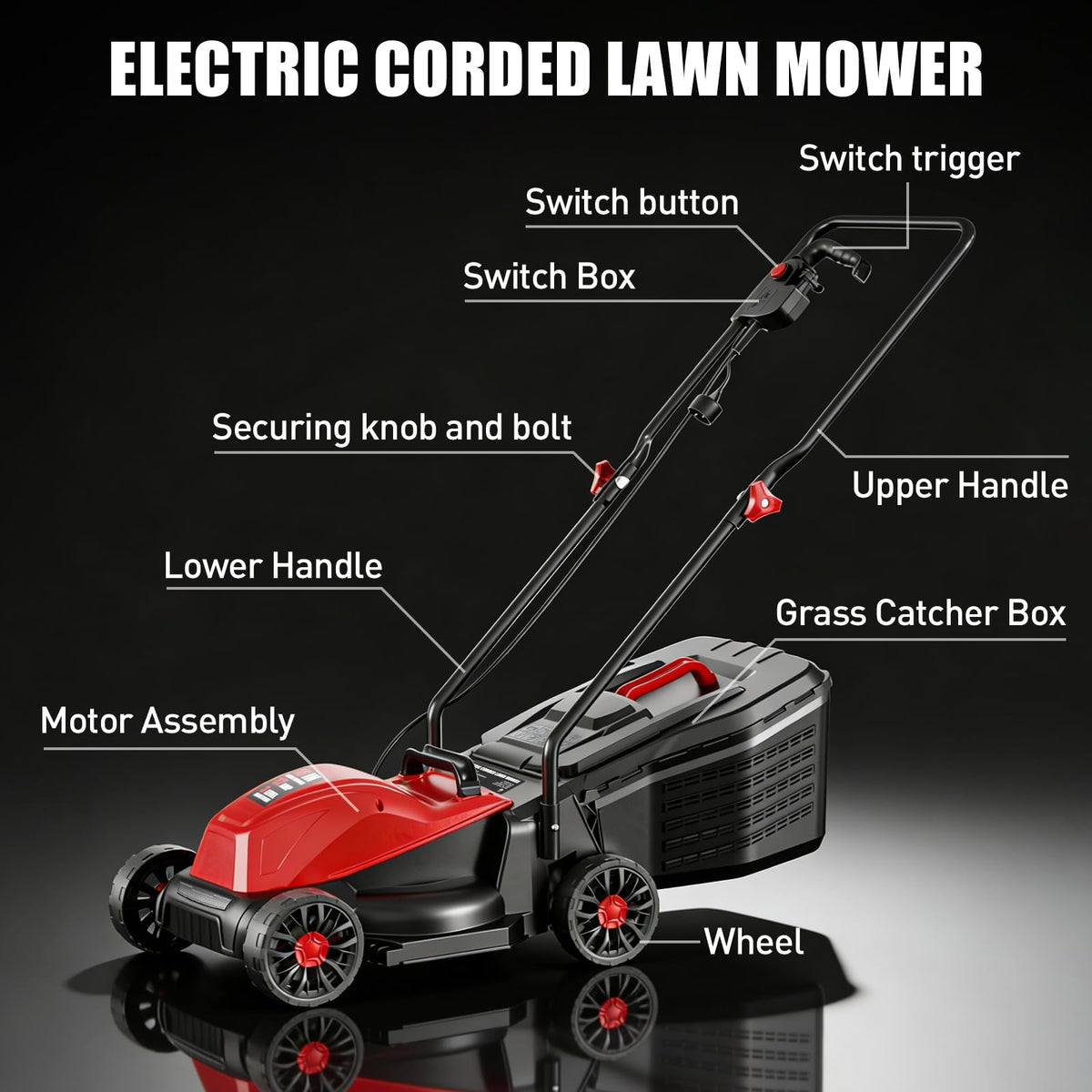 16" Corded Lawn Mower with 3-Position Height Adjustment I397394