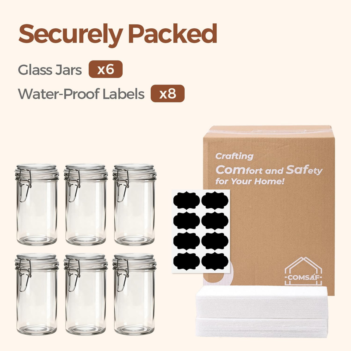 16 oz Glass Jars with Airtight Lids 6 Pack I334735