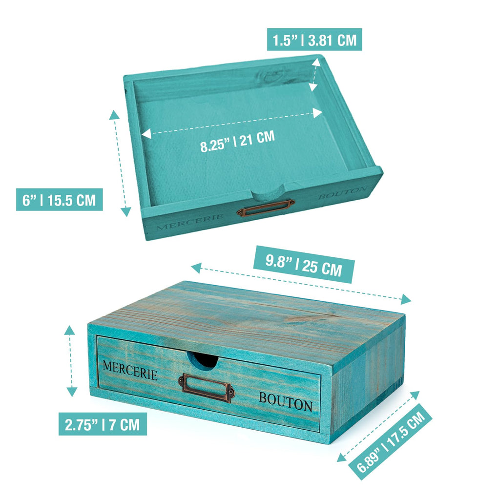 Turquoise Single Drawer Wooden Organizer N8829