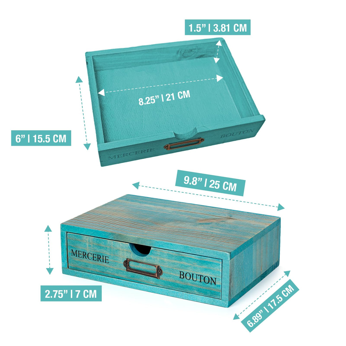 Turquoise Single Drawer Wooden Organizer N8829