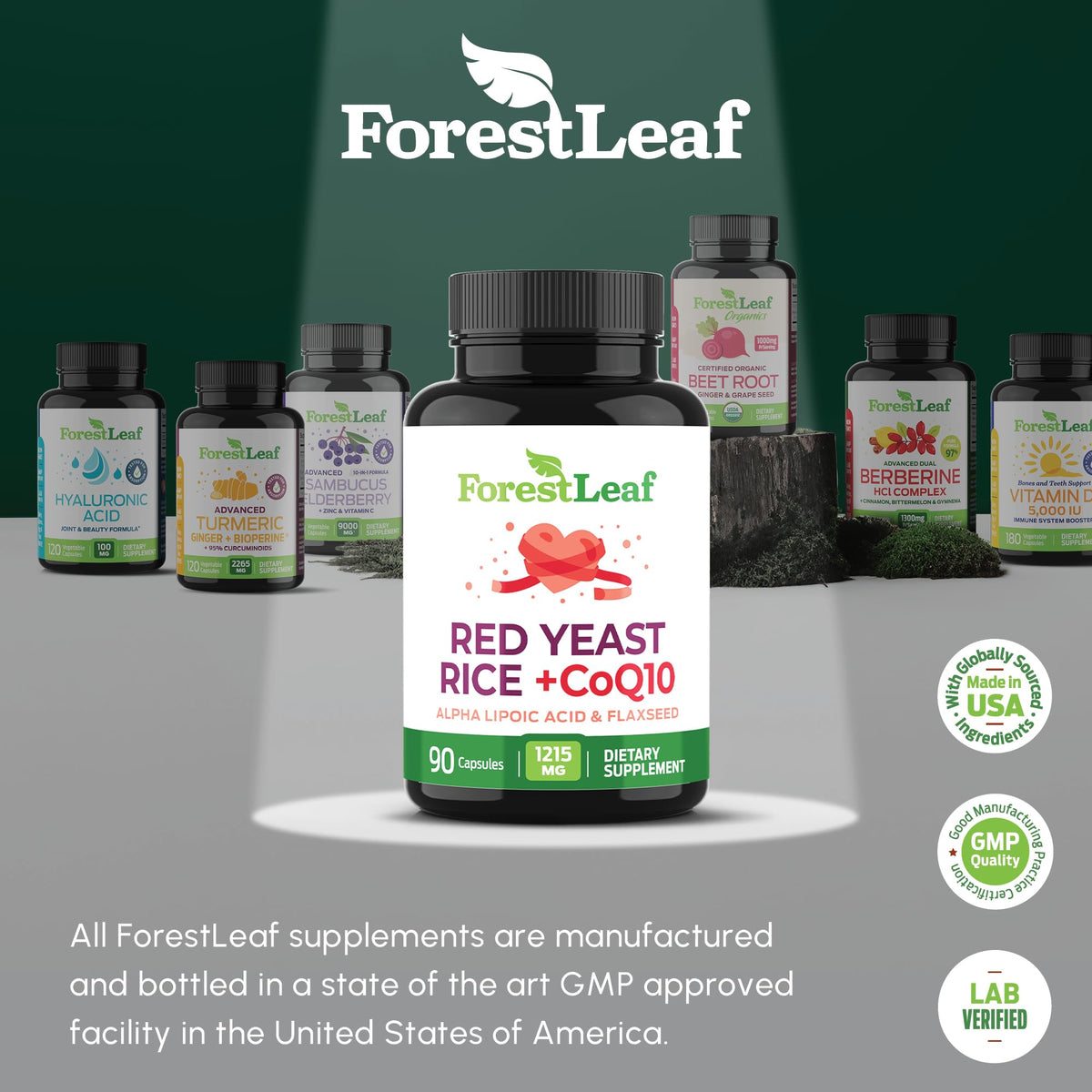 Red Yeast Rice 1215 mg CoQ10 Alpha Lipoic Acid Flaxseed 90 Capsules B43096