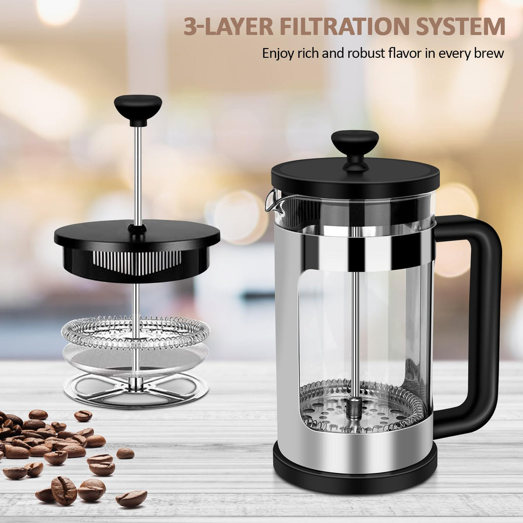 French Press Coffee Maker 12 Oz Borosilicate Glass I6055