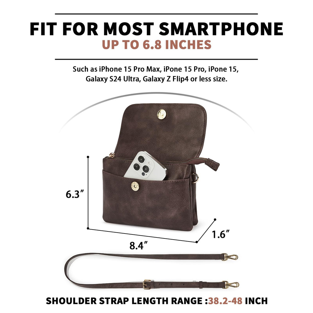 Small Vegan Leather Crossbody Bag with Adjustable Strap W75070