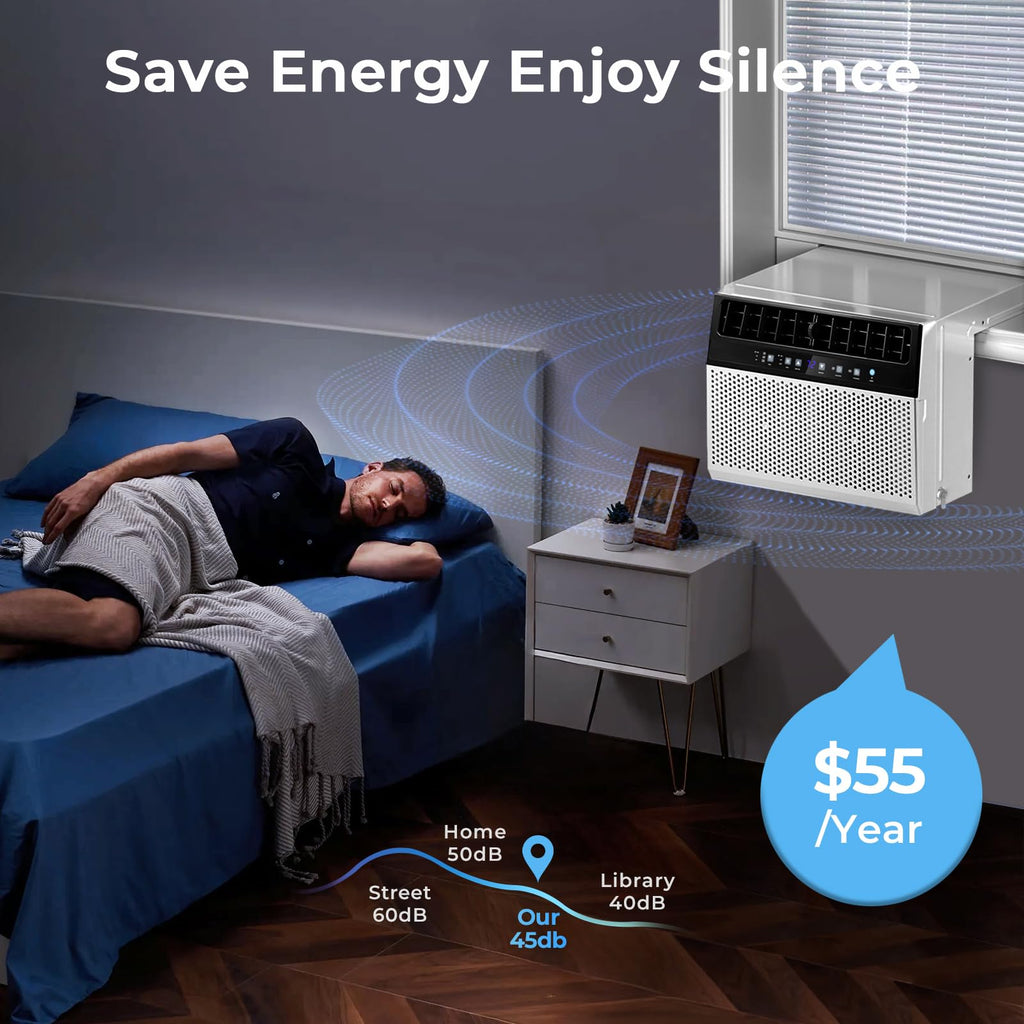 U-Shaped 10,000BTU Window Air Conditioner with Full Window View, Ivory White Q52746
