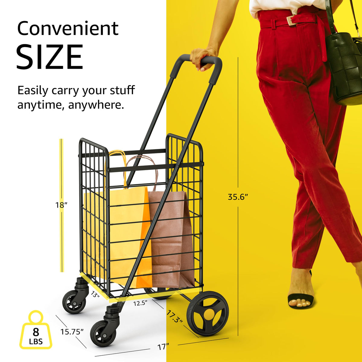 Black Foldable Lightweight Utility Cart D8475