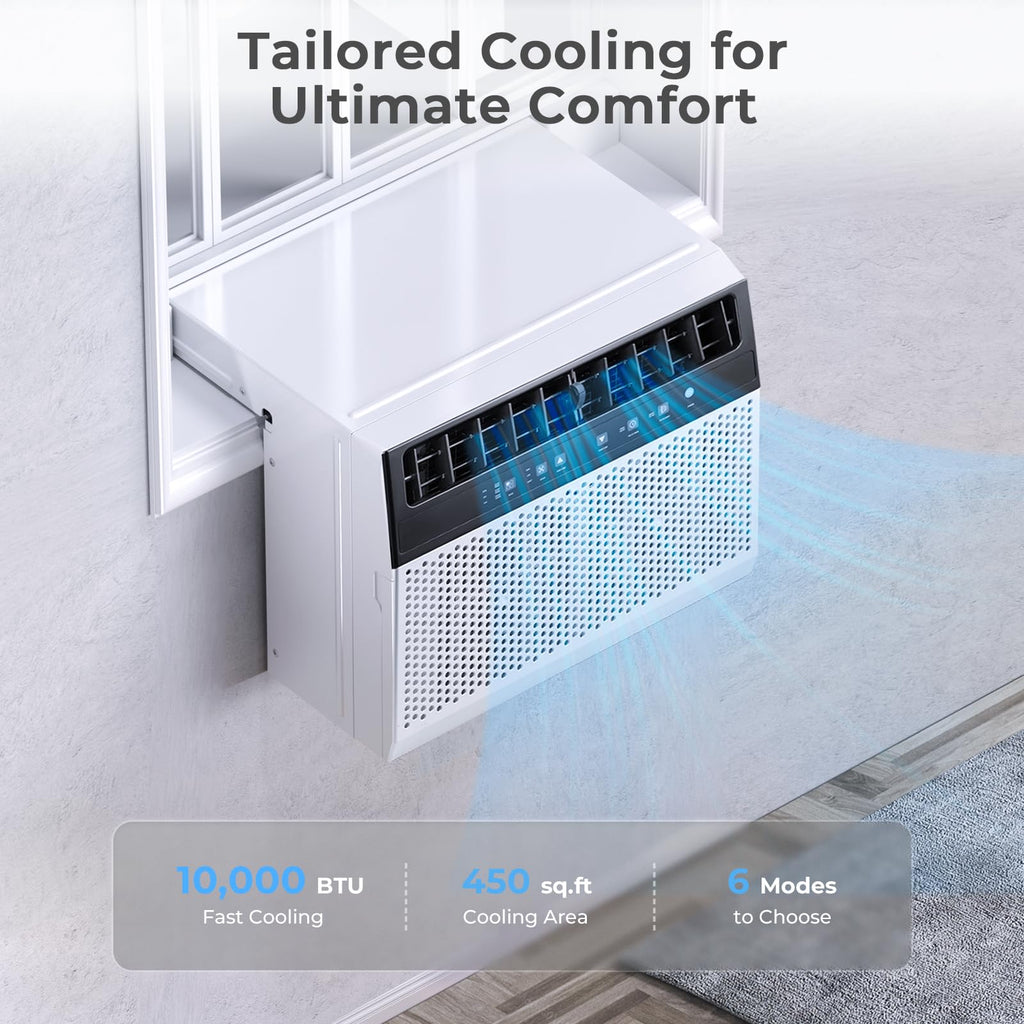 U-Shaped 10,000BTU Window Air Conditioner with Full Window View, Ivory White Q52746
