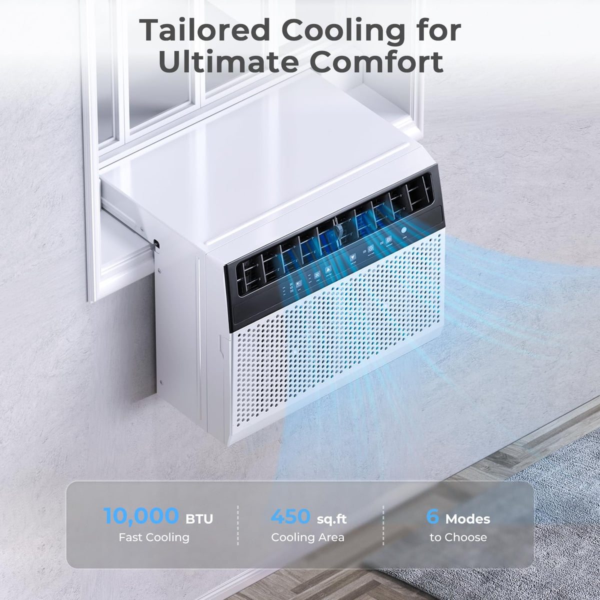 U-Shaped 10,000BTU Window Air Conditioner with Full Window View, Ivory White Q52746
