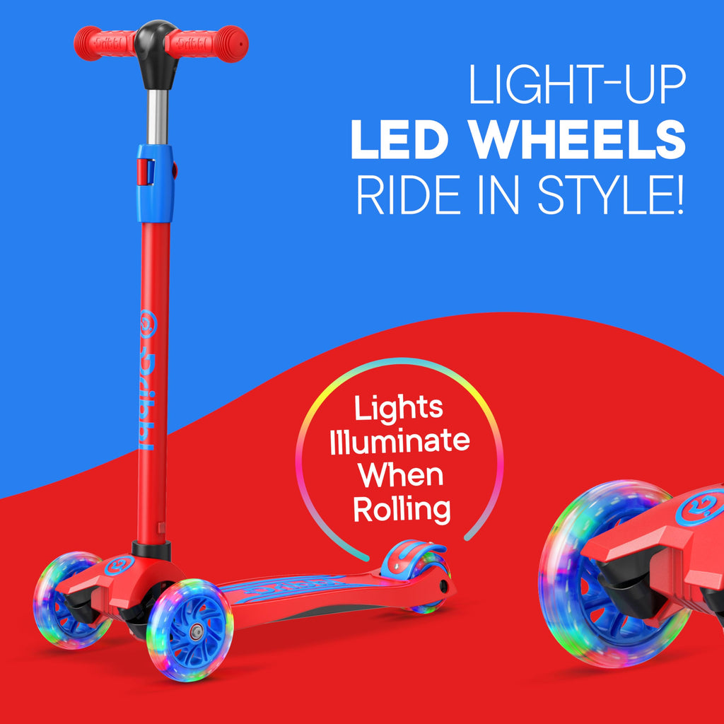 3-Wheel Kids Scooter Adjustable Height Anti-Slip Deck Red and Blue H1628