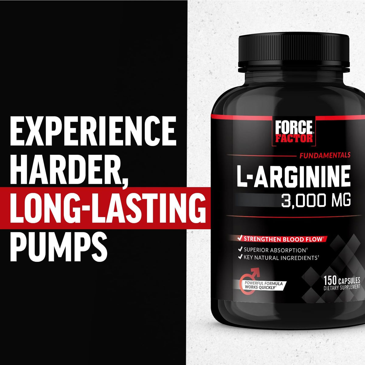L-Arginine 3000mg Nitric Oxide Supplement 150 Capsules Y872