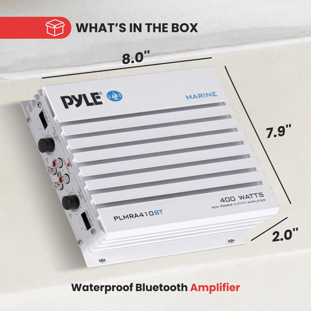 Waterproof 4 Channel 400W Bluetooth Marine Amplifier T745