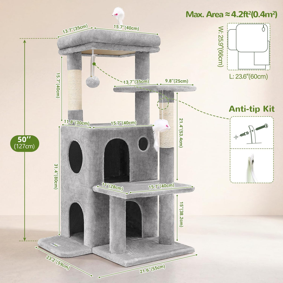Light Grey Cat Tree Tower Q2483