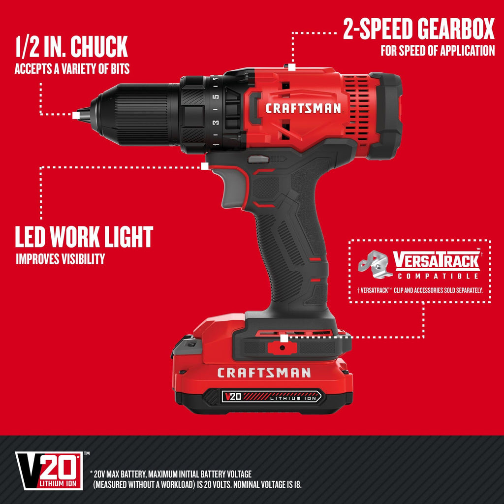 Cordless Drill/Driver Kit, 1/2 inch, Battery and Charger Included U529