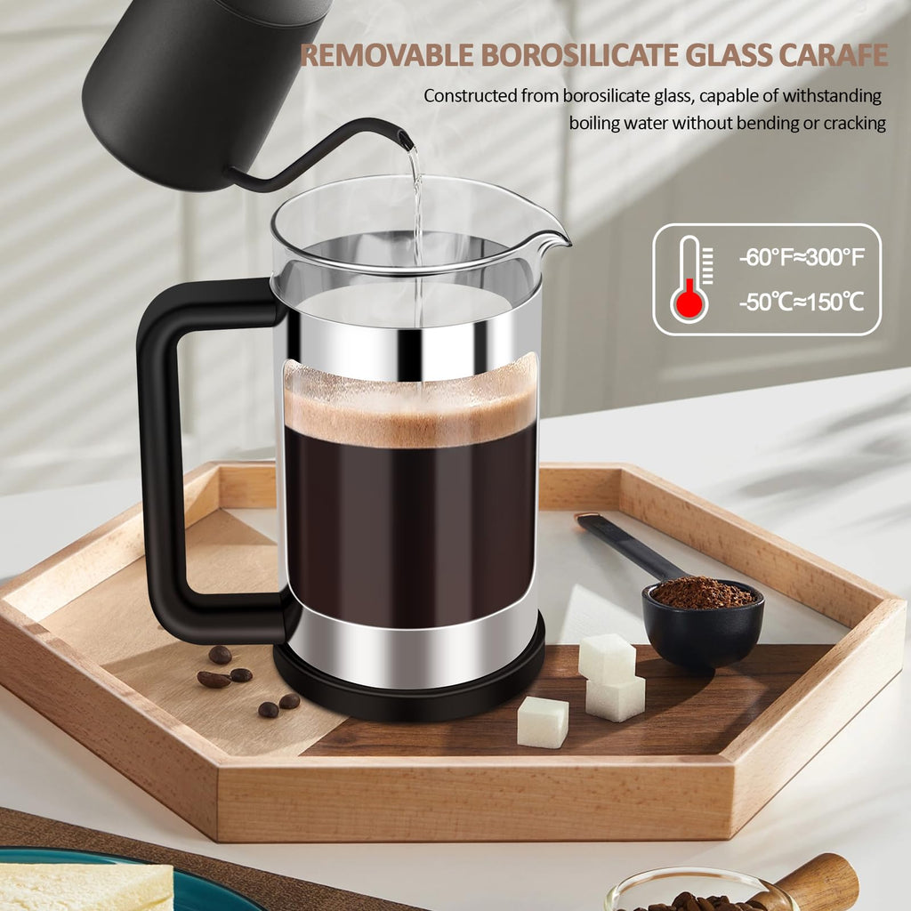 French Press Coffee Maker 12 Oz Borosilicate Glass I6055