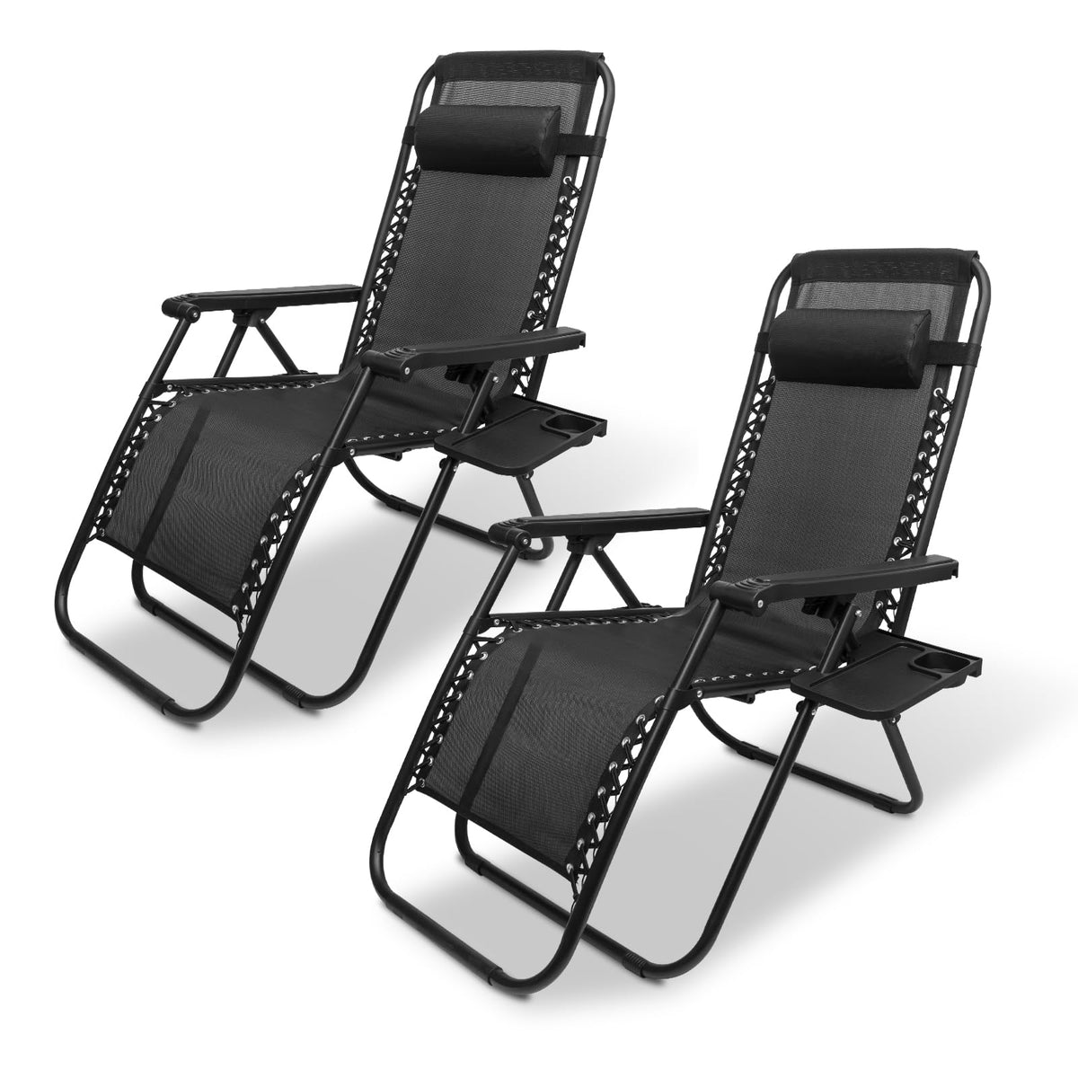 Set of 2 Adjustable Steel Mesh Zero Gravity Lounge Chair Recliners H992