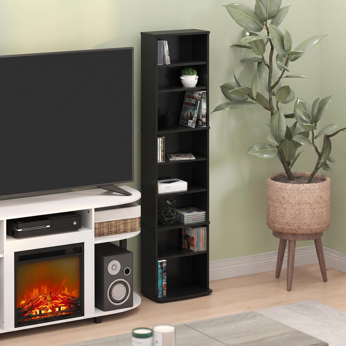 8-Tier Espresso Media Shelf with Adjustable Shelves Z74264