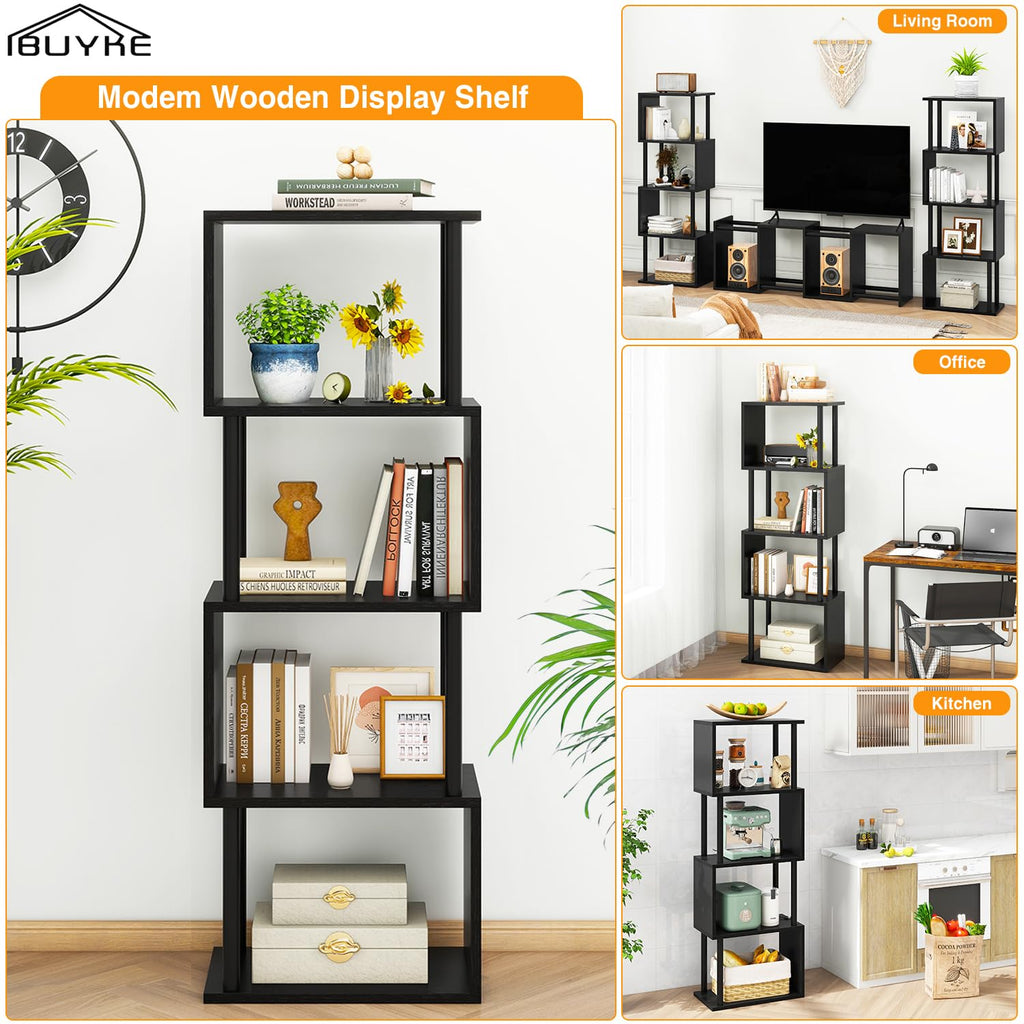 5-Tier Black Bookshelf Q480373