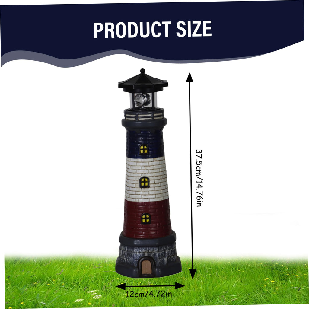 15" Tall Waterproof Resin Lighthouse Lamp with Rotating LED O415
