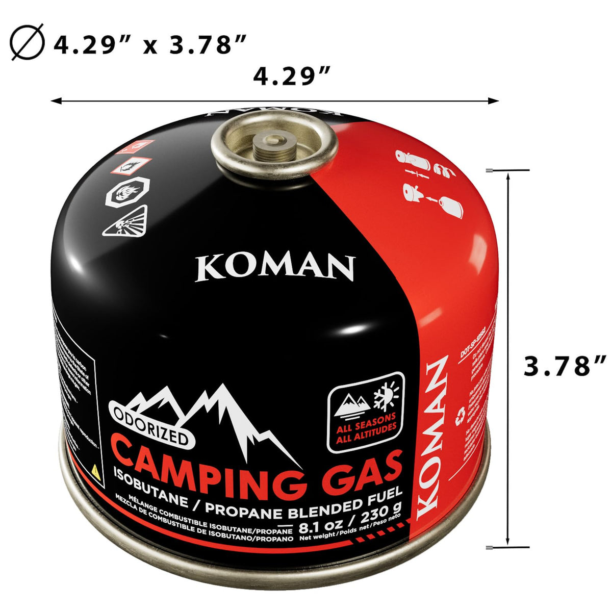 230 Gram Isobutane Butane Propane Camping Fuel Canister Pack of 6 E86560
