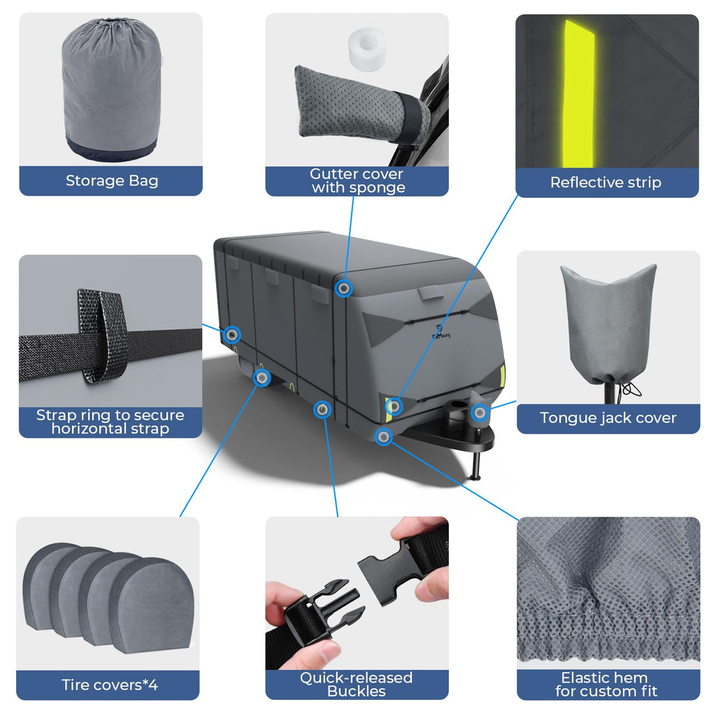 9-Layer Heavy Duty Waterproof Travel Trailer RV Cover P68780