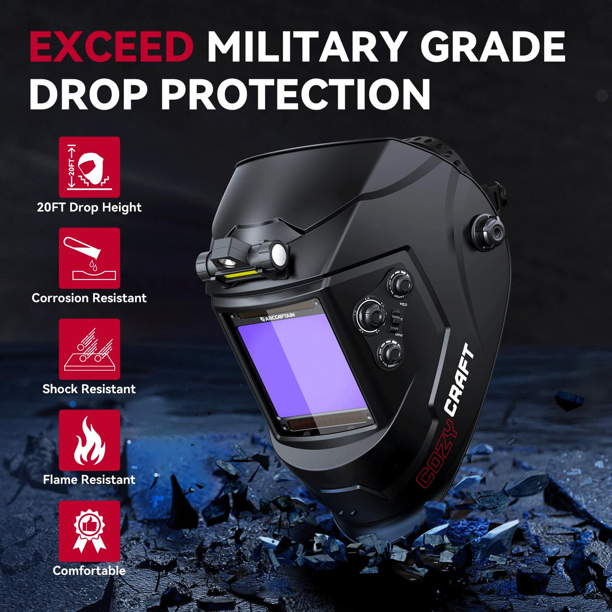 Auto Darkening Welding Helmet Large View T38030