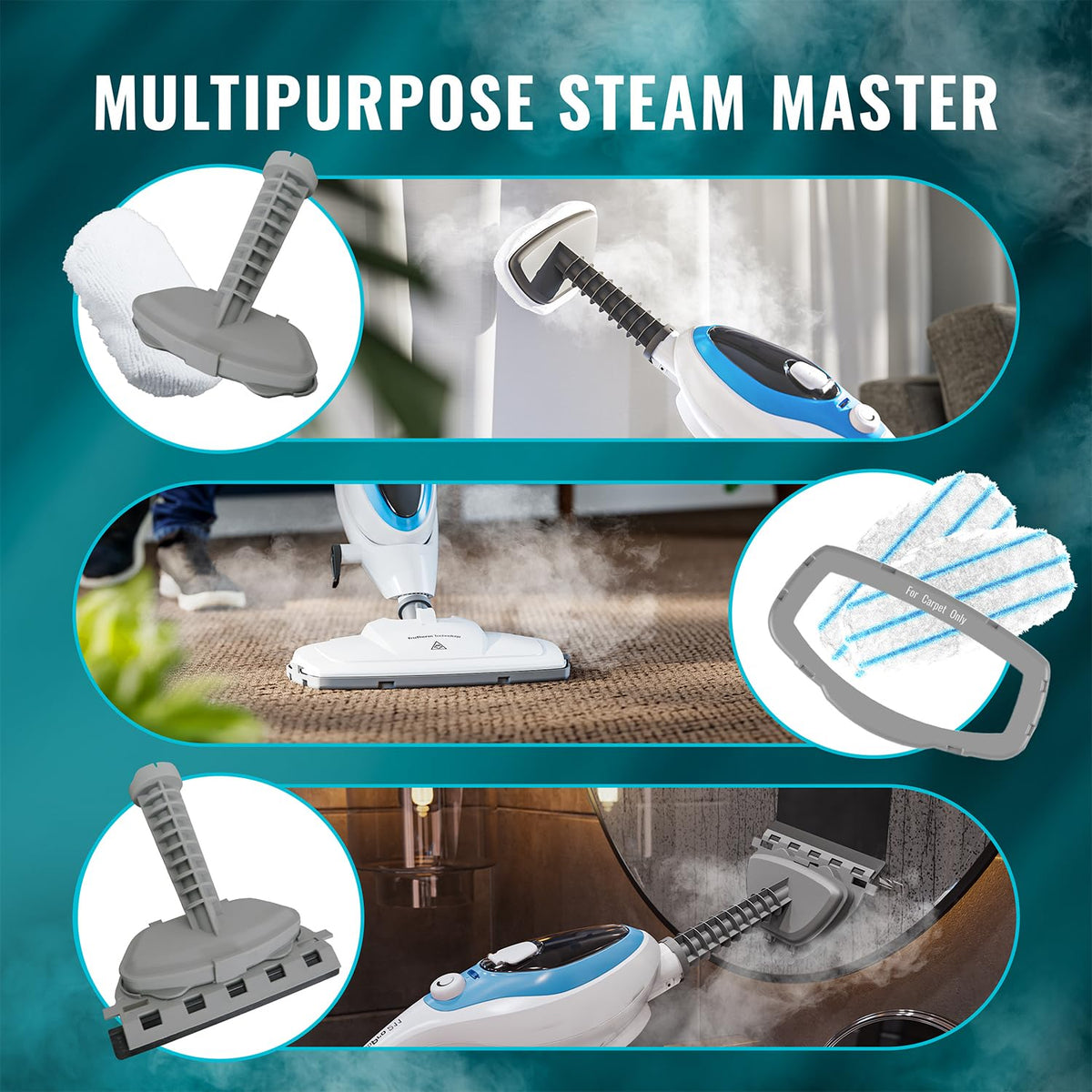 10-in-1 Steam Mop with Detachable Handheld Steam Cleaner T13914