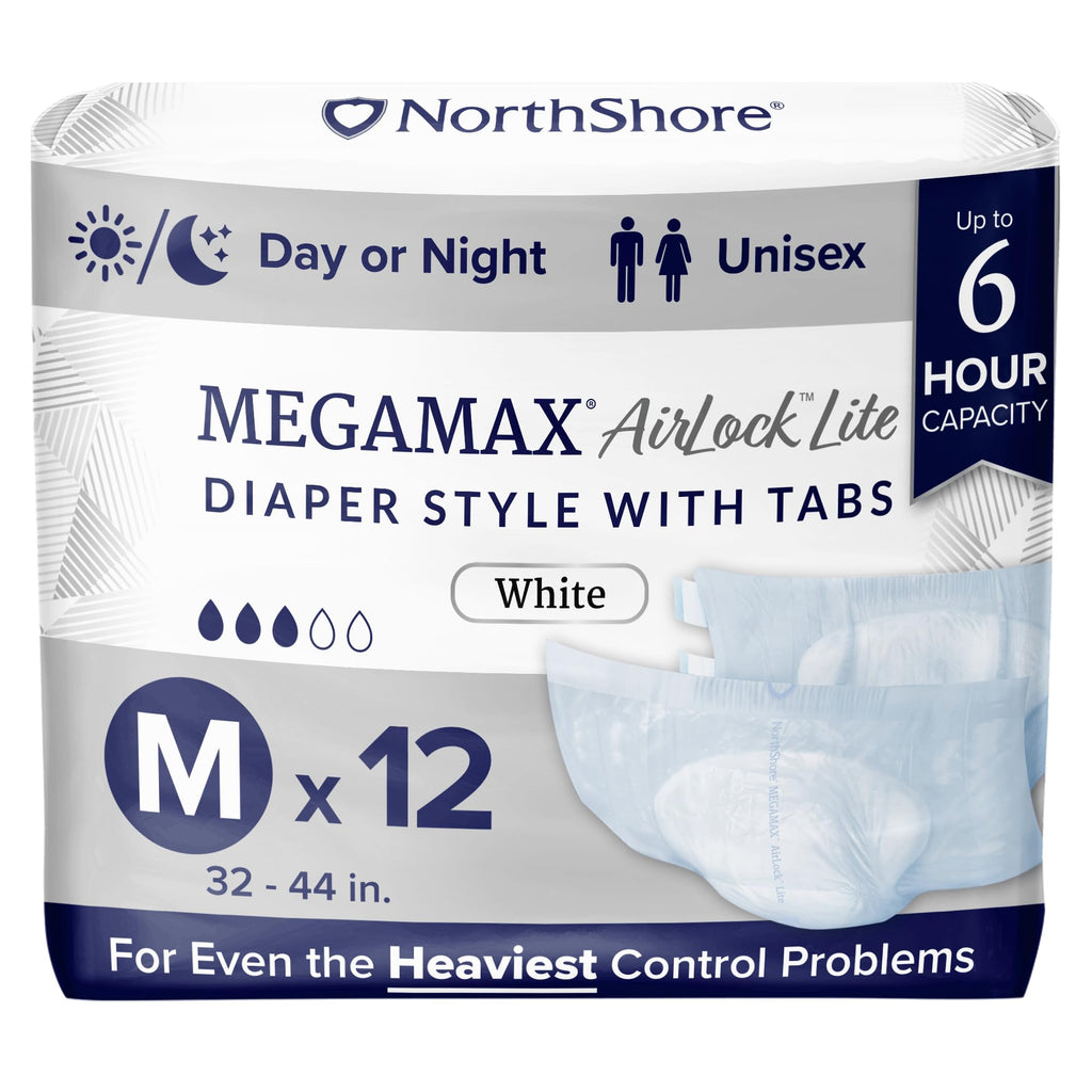Adult Diapers with Tabs, Medium, 12 Count P100