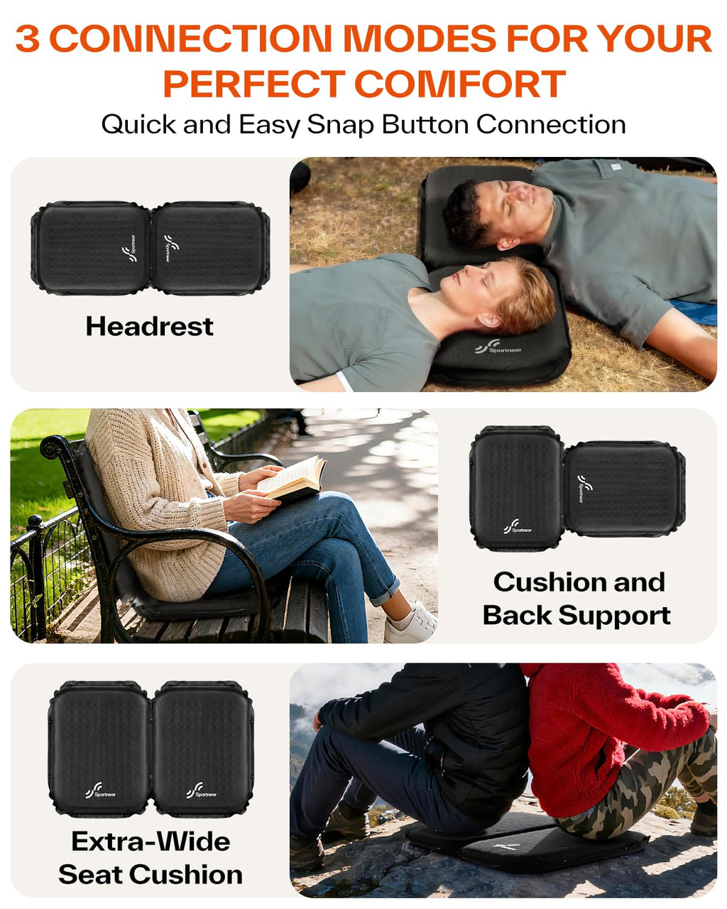 Inflatable Self-Inflating 2" High Rebound Foam Seat Cushion, 2 Pack F81682