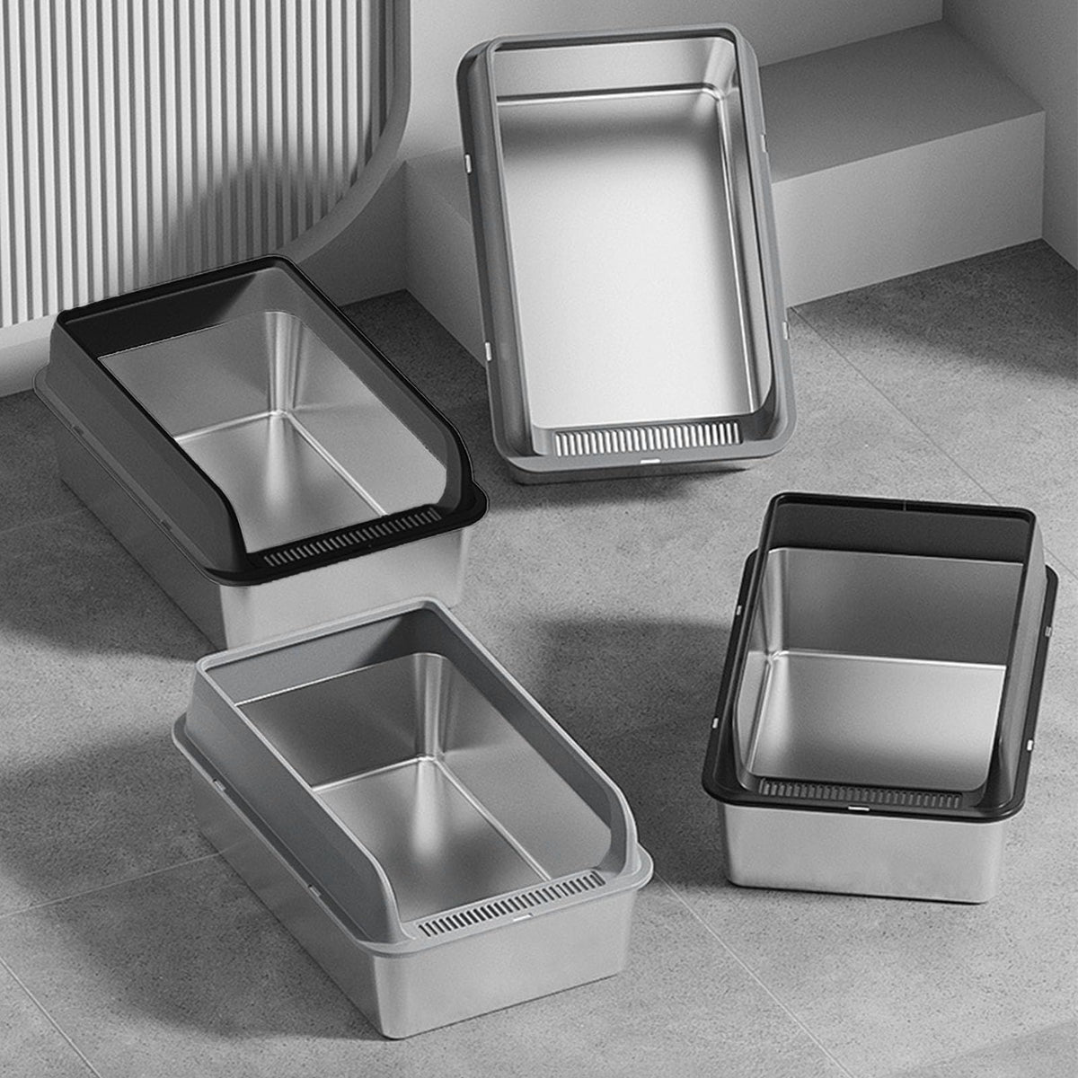 Stainless Steel Enclosed Cat Litter Box with Lid and Scoop L9818