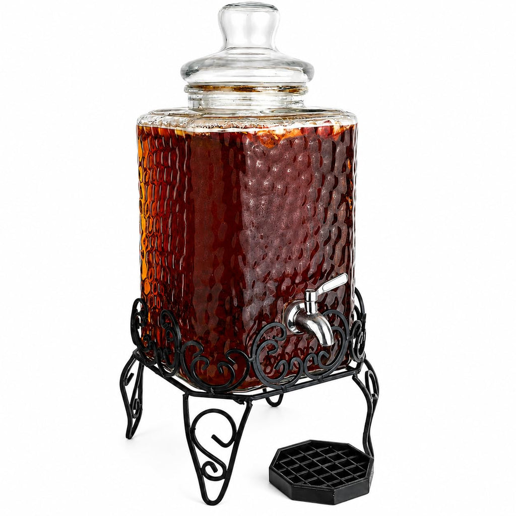 2.5 Gallon Glass Beverage Dispenser with Stand and Stainless Steel Spigot Z4866