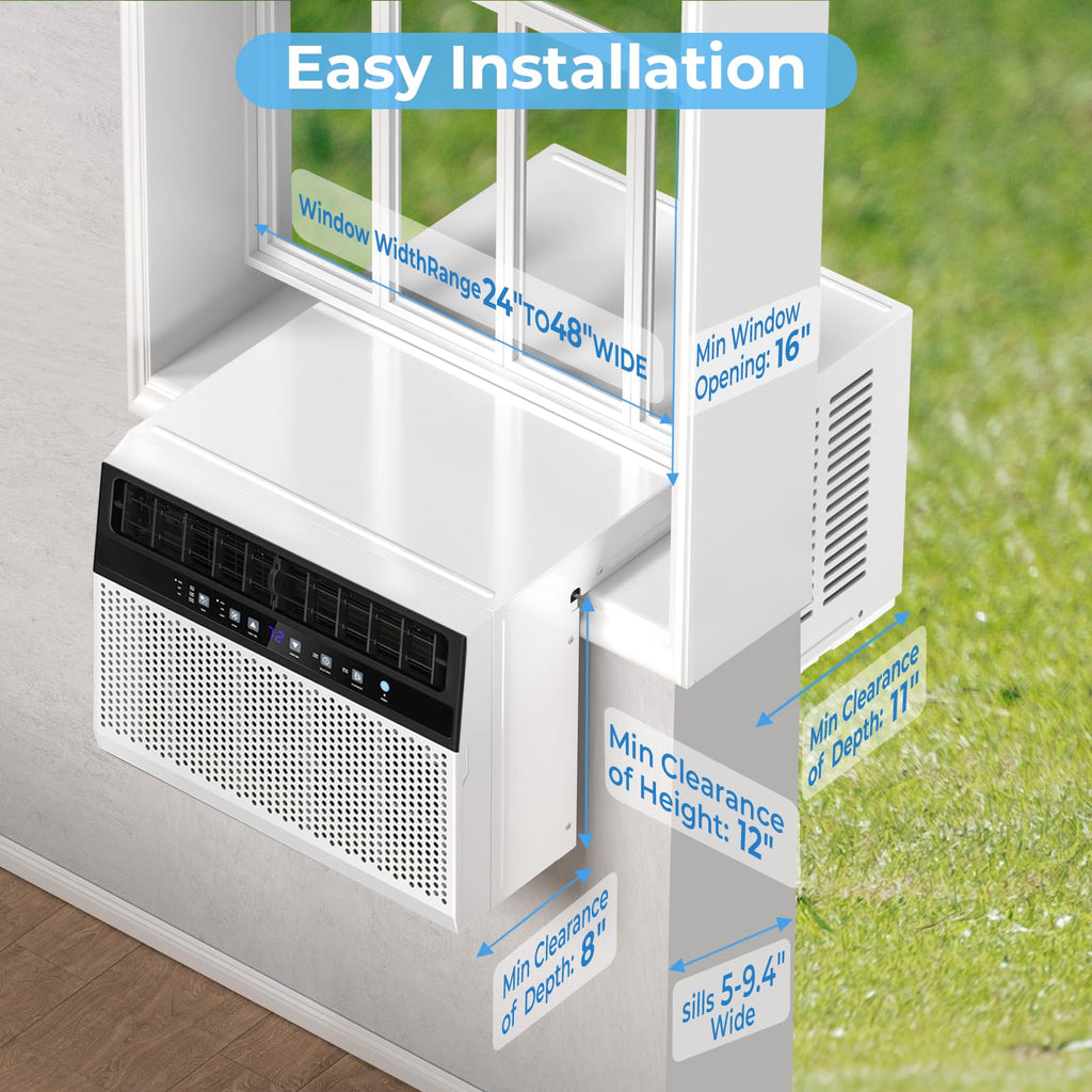 U-Shaped 10,000BTU Window Air Conditioner with Full Window View, Ivory White Q52746