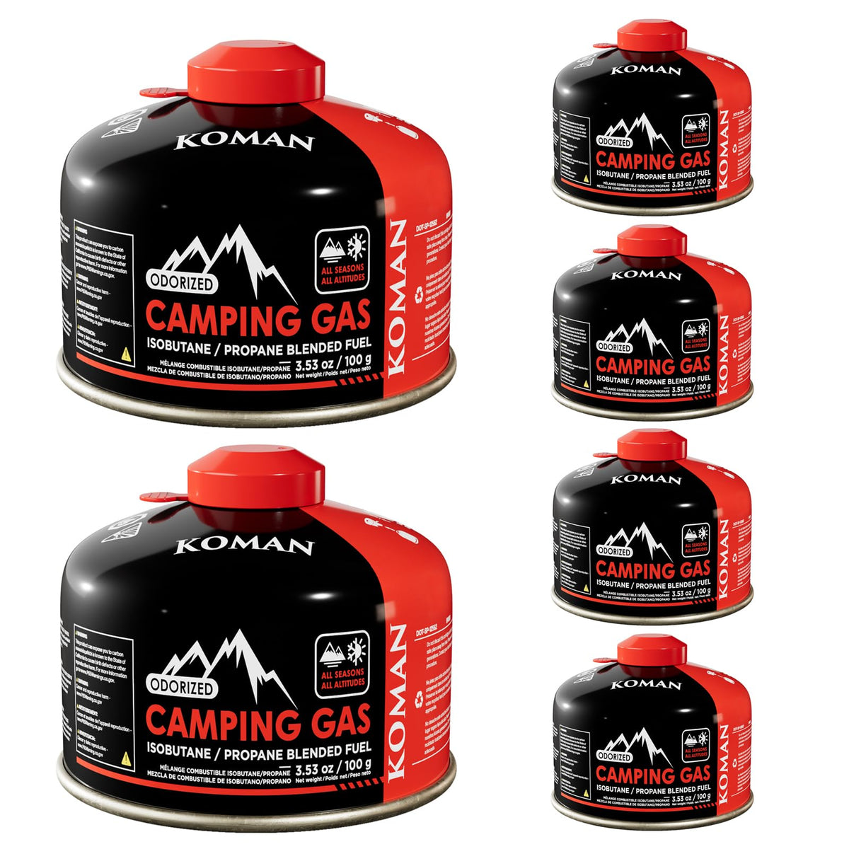 230 Gram Isobutane Butane Propane Camping Fuel Canister Pack of 6 E86560
