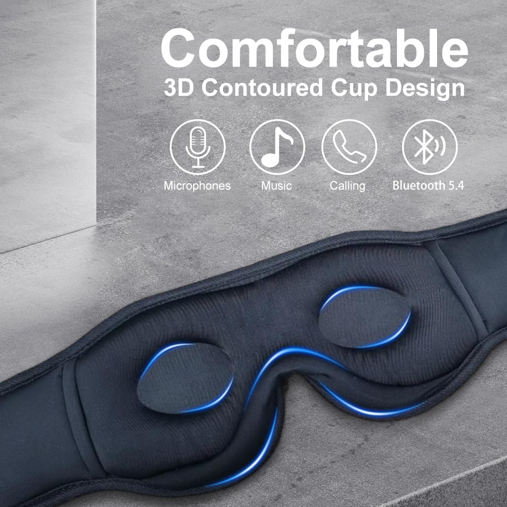 Bluetooth Sleep Mask Wireless Headphones Black E6196